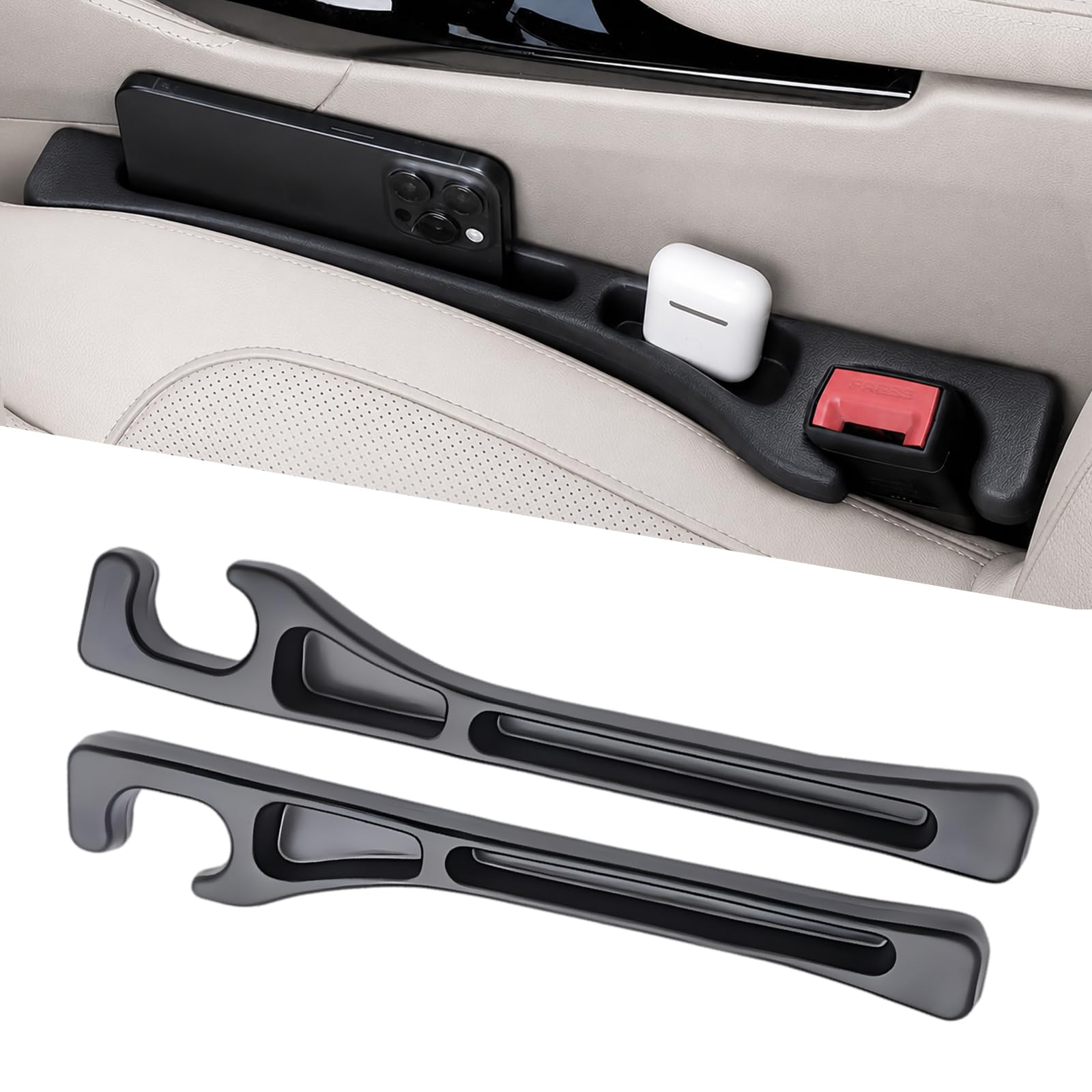 MTABCTY Car Seat Gap Filler Organizer 2 PCS Black Universal Seat Gap Plug Blocke
