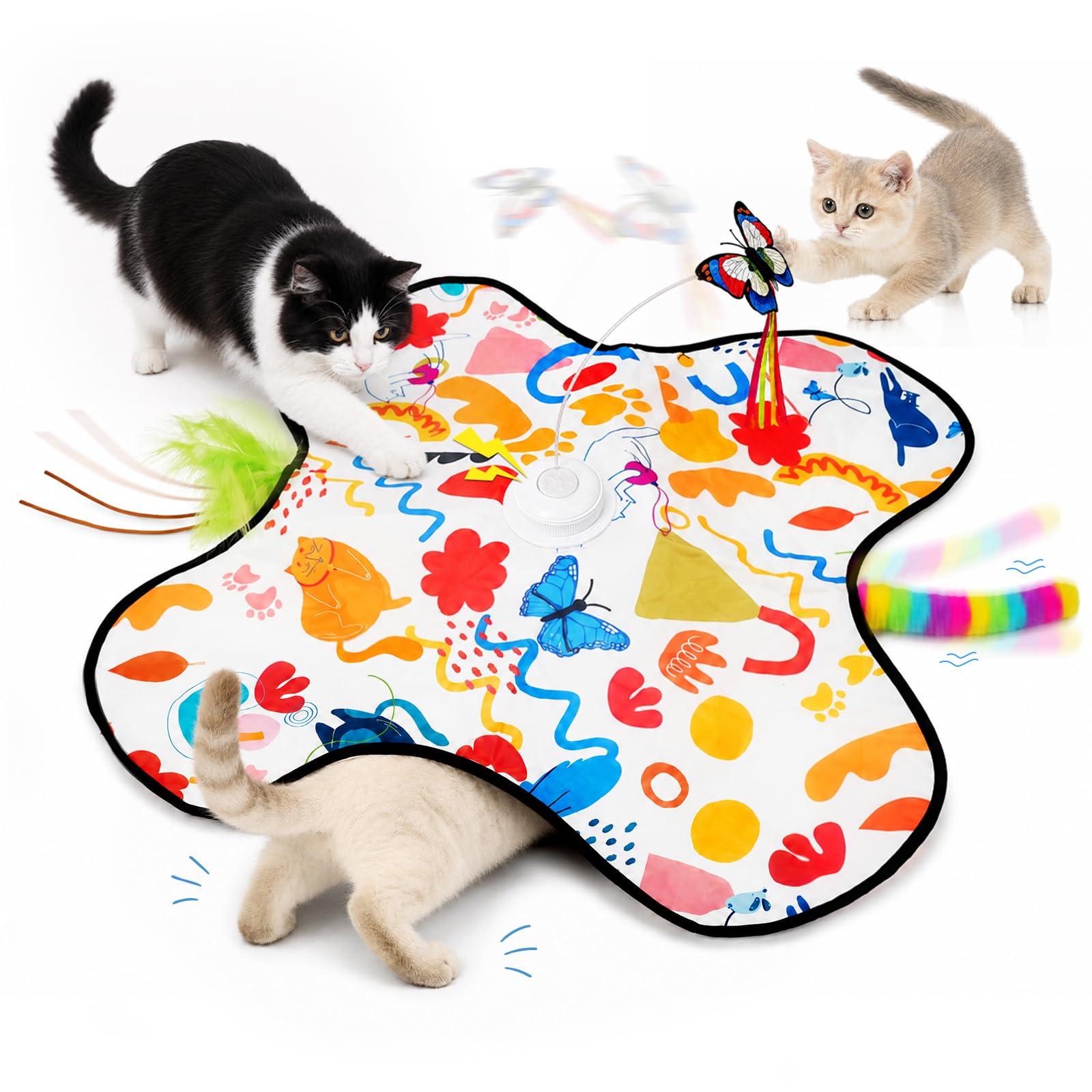 3-in-1 Upgraded Interactive Cat Toys for Indoor Cats, Hide and Seek Kitten Toy w