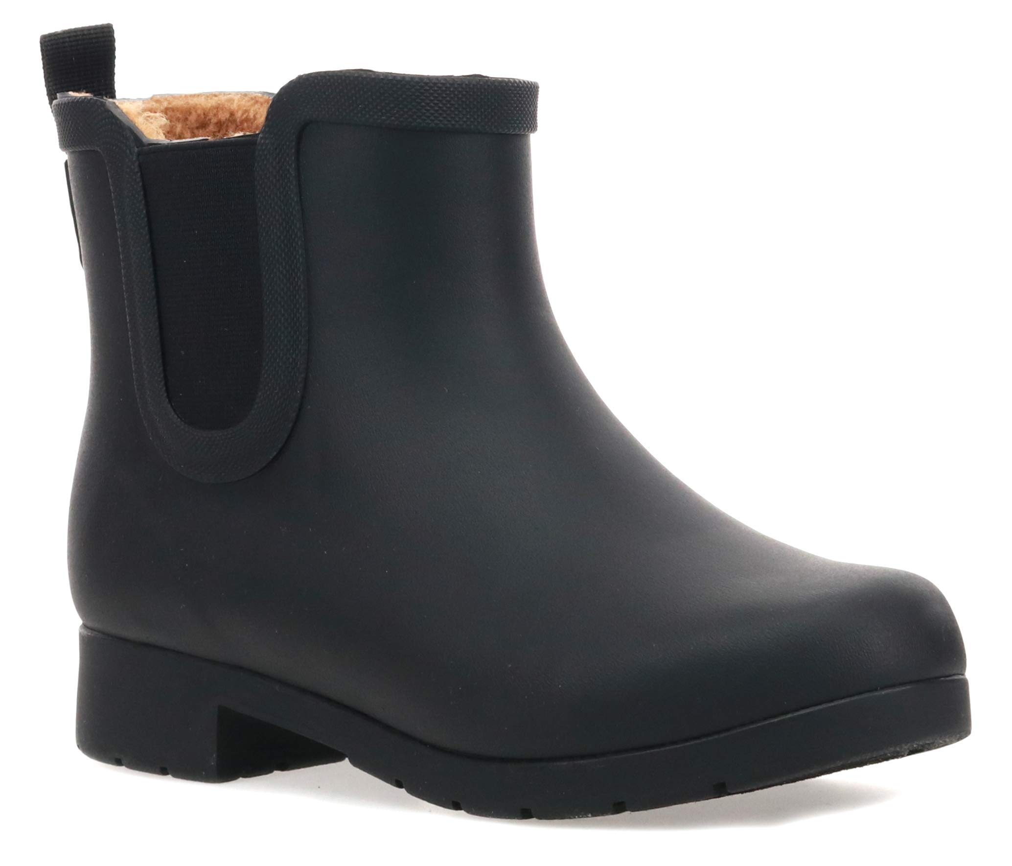 Chooka Women's Delridge Waterproof Faux Fur Chelsea Rain Boot Slip On