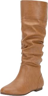 Jeossy Bottes hautes 9601 pour femme avec fermeture éclair intérieure, Genouillère Slouch-9601-camel PU, 40 EU
