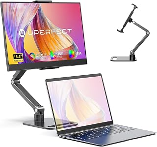 UPERFECT Portable Monitor 15.6" 125% sRGB Second Screen for Laptop, w/Stand | 2000:1 Eye Care IPS Portable Display, Mini HDMI/One USB-C External Screen, FHD 1080P Small Travel Screen for PC/Phone/Mac