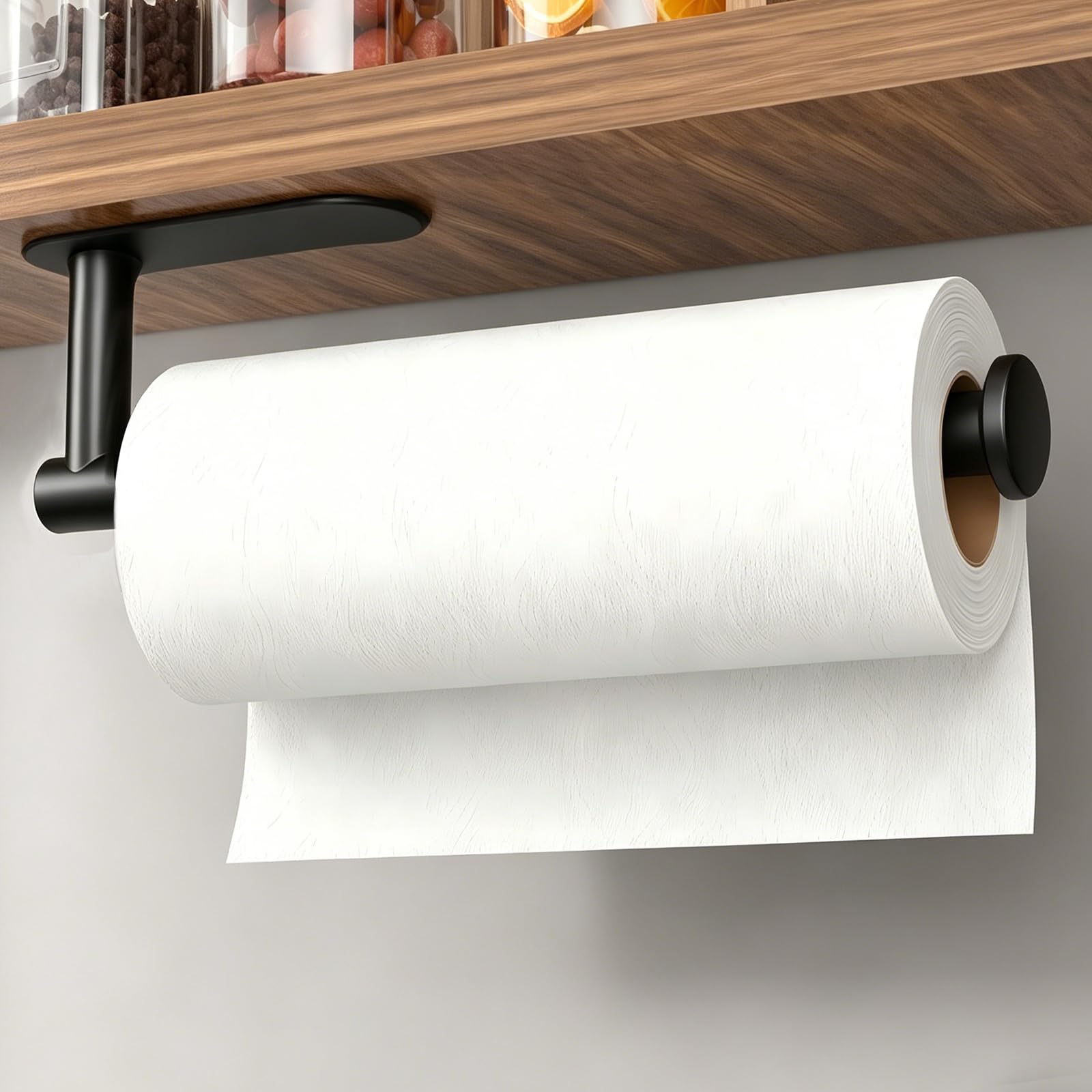 DEKAVA Paper Towel Holder Under Cabinet Wall Mount for Kitchen Paper Towel | Bla