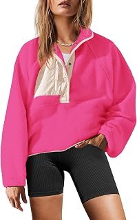 Yanekop Womens Fleece Pullover Jacket Sherpa Sweatshirt with Pockets