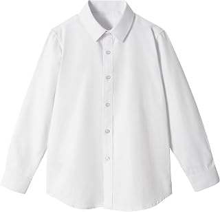 LOLANTA Children's Boys Shirt Plain Long Sleeve Shirt for School and