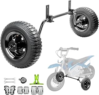 FRP Dirt Bike Training Wheels for 49cc 50cc Kids, Universal Fit for Razor MX125 MX350 MX400 PW50 TTR50 CRF50 XR50 Z50 Z50R FX40 MB40 GMB100, Height Adjustable, 4PR Tires, Safety Gear + Bolts Included