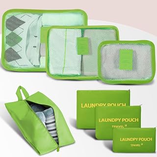 Trave Travel Packing Cubes, Compression Bags for Suitcases, Travel Accessories (Green, 7 Pack)