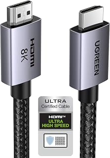 UGREEN 8K HDMI 2.1 Cable Certified 10K 8K 60Hz 4K 240Hz High Speed 48Gbps HDMI Cord Aluminum DynamicHDR Dolby Atmos HDCP Braided Nylon Compatible with PS5 4 Xbox MacBook Pro Blu Ray HDTV (2M)