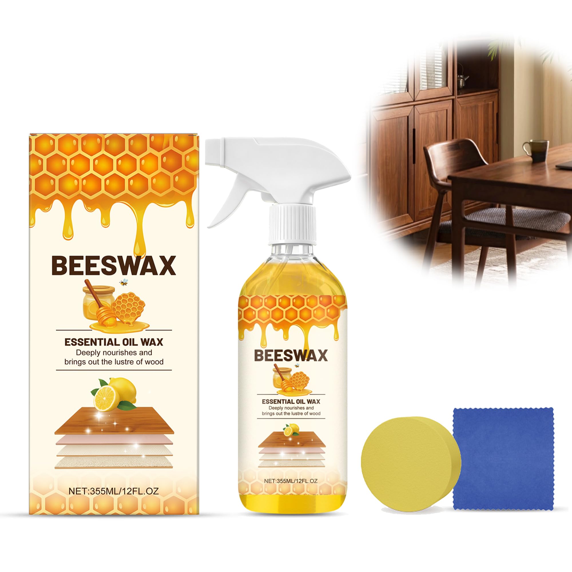 Beeswax Wood Polish Spray, 2026 New Bees Wax Furniture Polish and Cleaner, Natur