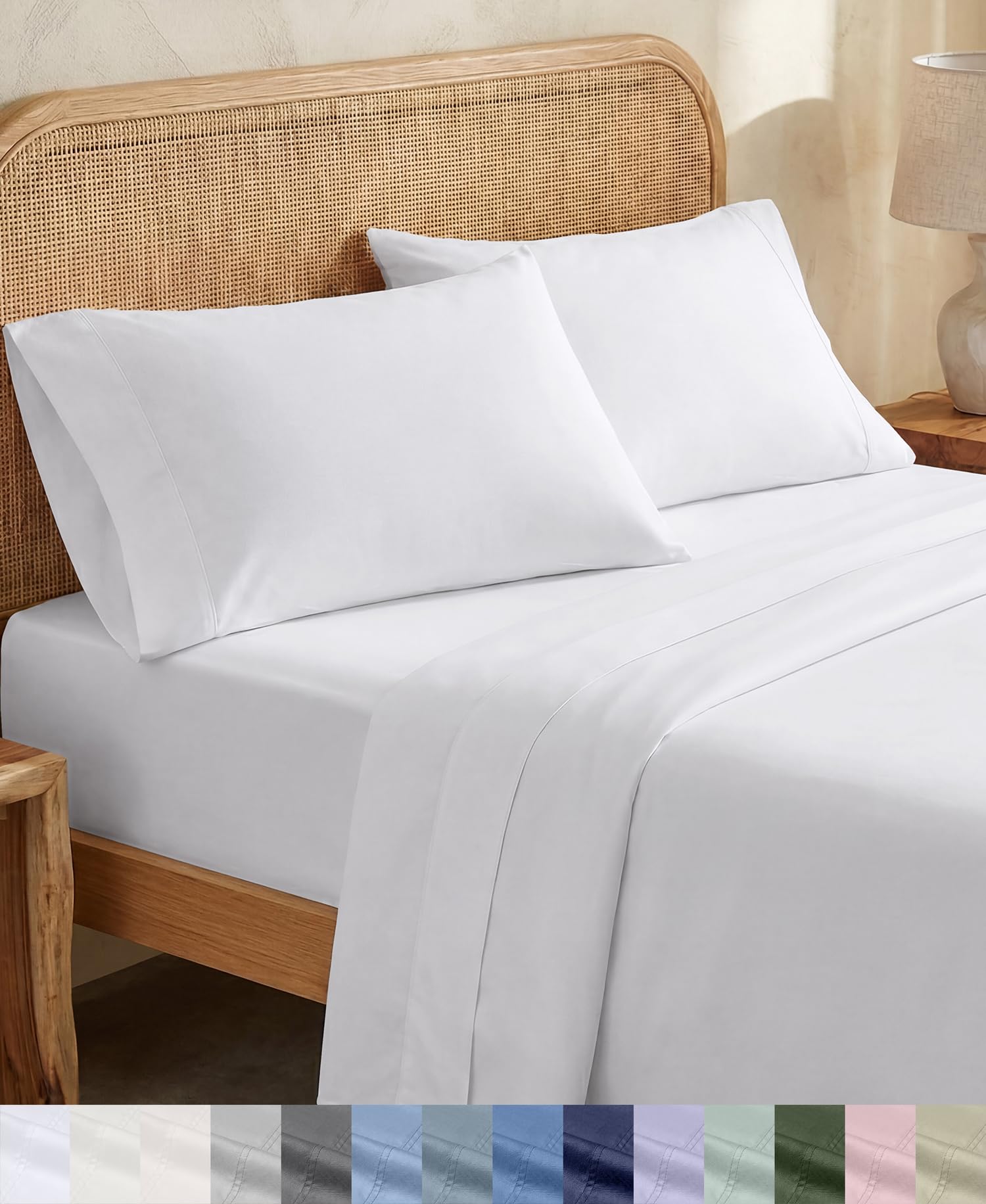 California Design Den King Size Sheets Set - Soft 100% Organic Cotton, Crisp Per