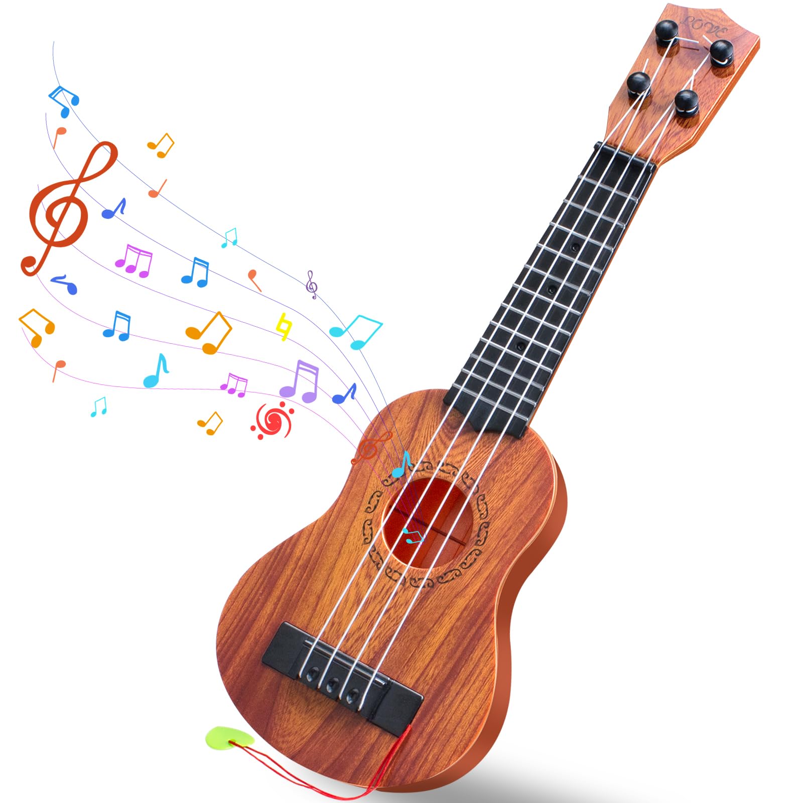 17 Inch Ukulele for Kids -Toy Guitar 4-String Musical Instrument with Pick | Tod