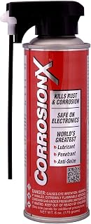 CorrosionX Rust Inhibitor, Industrial-Strength Dielectric Corrosion Prevention, Lubricant &amp; Penetrant for Marine, Automotive, Electronics &amp; RV Use, Protects Bolts, Cables, Engines, Parts, 6oz Aerosol