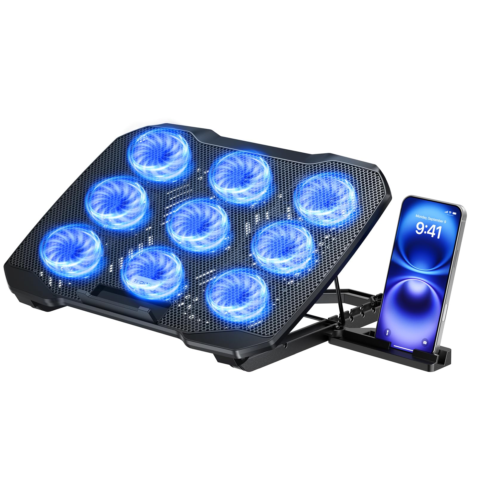 TECKNET Laptop Cooling Pad with 9 USB Fans, Laptop Cooler for 12"-17.3" Notebook
