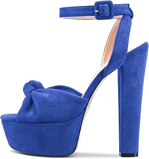 Castamere Women's High Chunky Wide Platform Heel Open Toe Strap Ankle Knot Bow Sandals