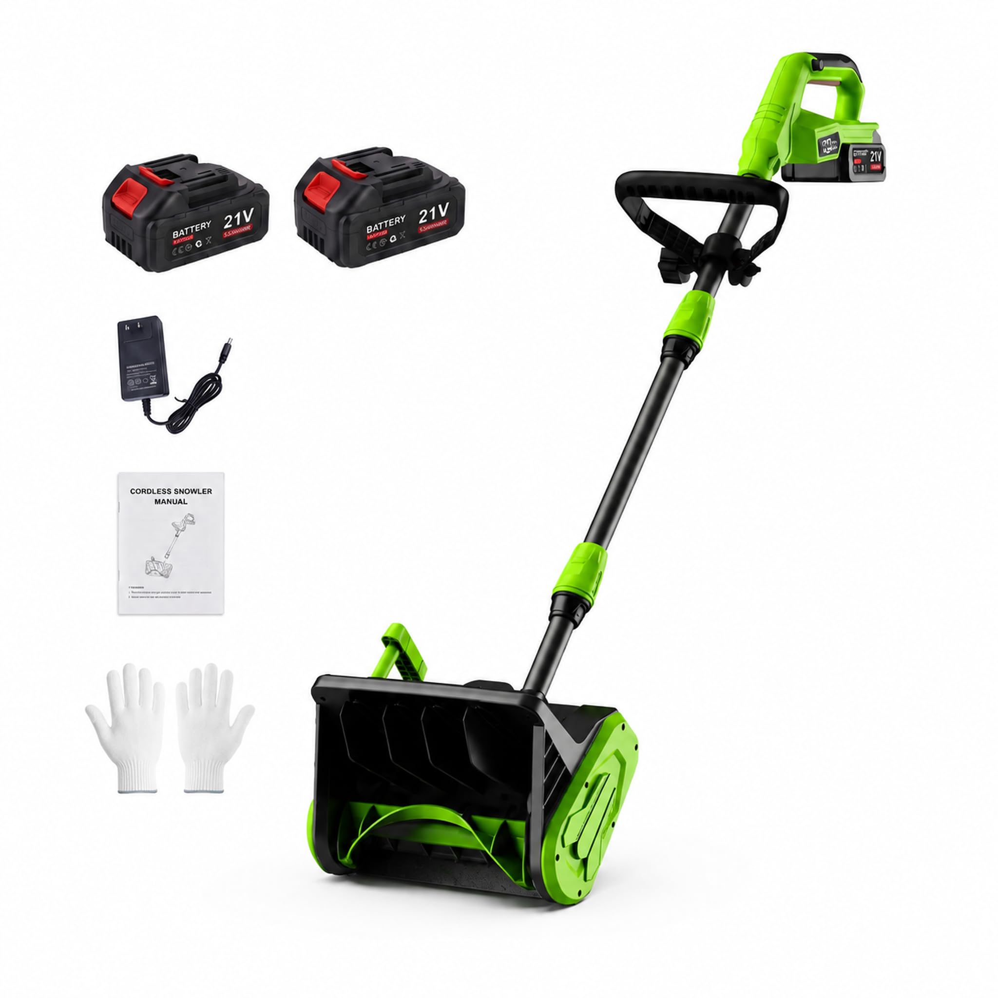 14" Cordless Snow Shovel w/ 2 Batteries, 830W Electric Snow Blower | Includes 2 