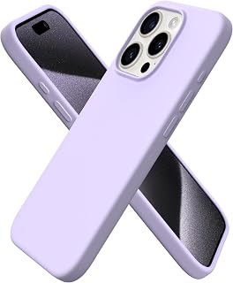 ORNARTO Compatible with iPhone 15 Pro Case 6.1", Liquid Silicone 3 Layers Full Covered Soft Gel Rubber Cover, Shockproof Protective Slim Phone Case with Anti-Scratch Microfiber Lining-Pastel Lilac