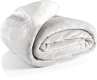 EHC Fleece Blanket Sofa Throw, Cozy Blanket Soft Fluffy Throws for sofa Large Bed and Couch Double, Cream, 150x200cm