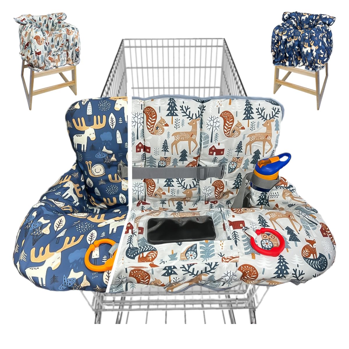 Shopping Cart Cover for Baby, Waterproof Grocery Cart & High Chair Cover | 2-in-