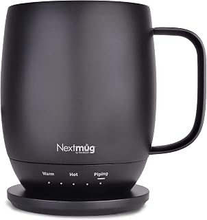 Nextmug - Temperature-Controlled, Self-Heating Coffee Mug | (Black - 14 oz.) – No App, Long-Lasting Battery for Work & Study, Great Gift for Coffee Lovers