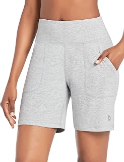 baleaf Bermuda Shorts for Women High Waisted 7'' Athletic Long Workout Running Shorts with 3 Pockets
