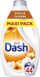 Dash 2-in-1 Liquid Detergent, 44 Washes, Amber & Orchid Scent, Up to 3 Weeks Freshness, Made in France