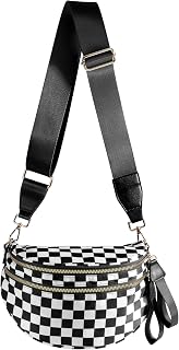 FEIBOON Spacious Checkered Nylon Crossbody Bag Bum Bag Handbags for Women