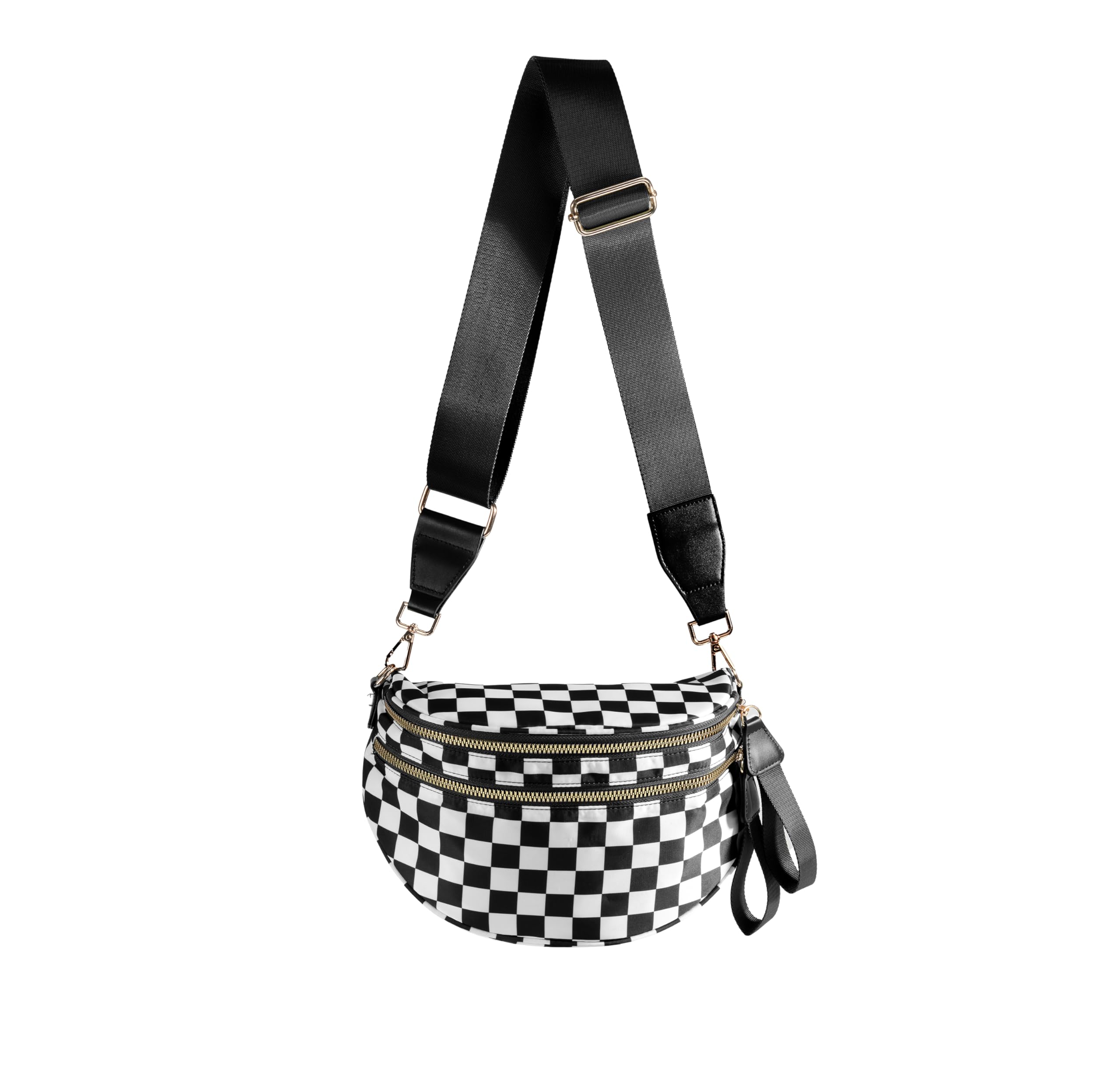 FEIBOON Spacious Checkered Nylon Crossbody Bag Bum Bag Handbags for Women