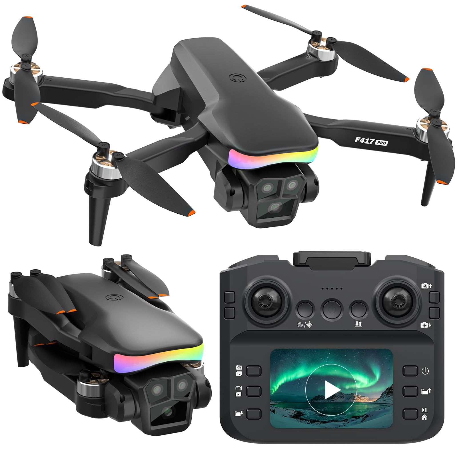 Drone with Camera, FPV Drone with Screen Remote Controller, Brushless Motor Dron