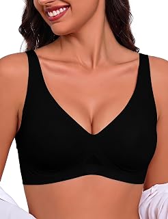 Bresdk Jelly Bras for Women Wireless Deep V Mesh Bra Seamless Soft Support