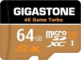 Gigastone Micro SD Card 64 GB (Nintendo Switch Compatible), A2 4K Game Turbo, Max Read / Write Speed: 95/35 MB/s, 4K UHD Recording, UHS-I U3 Class 10