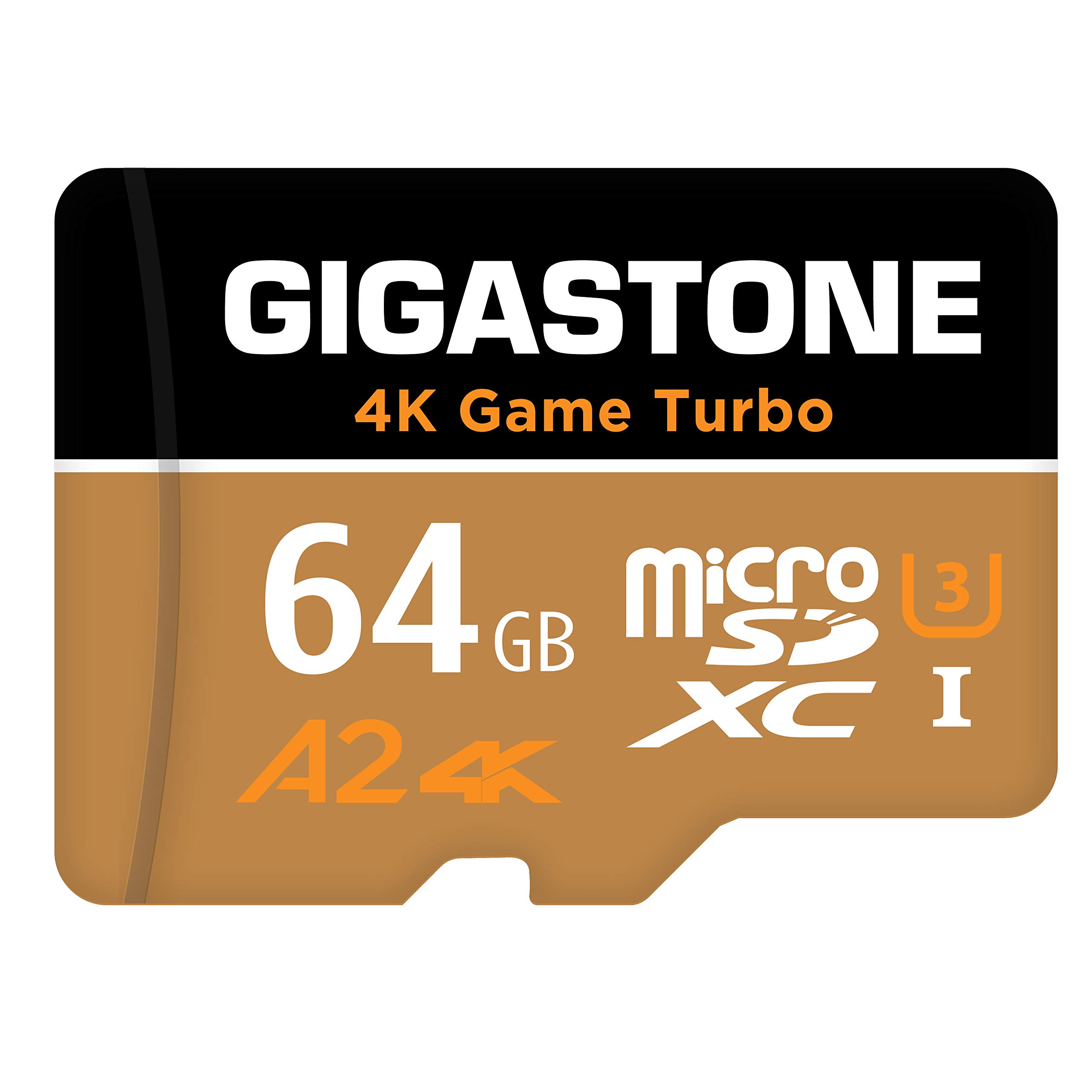 Gigastone Micro SD Card 64 GB (Nintendo Switch Compatible), A2 4K Game Turbo, Ma