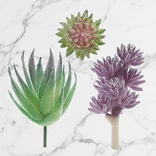 Artificial Succulent Plants Set of 3 Small Artificial Succulent Plants Unpotted for Lotus Landscape Garden Decoration Green (I)