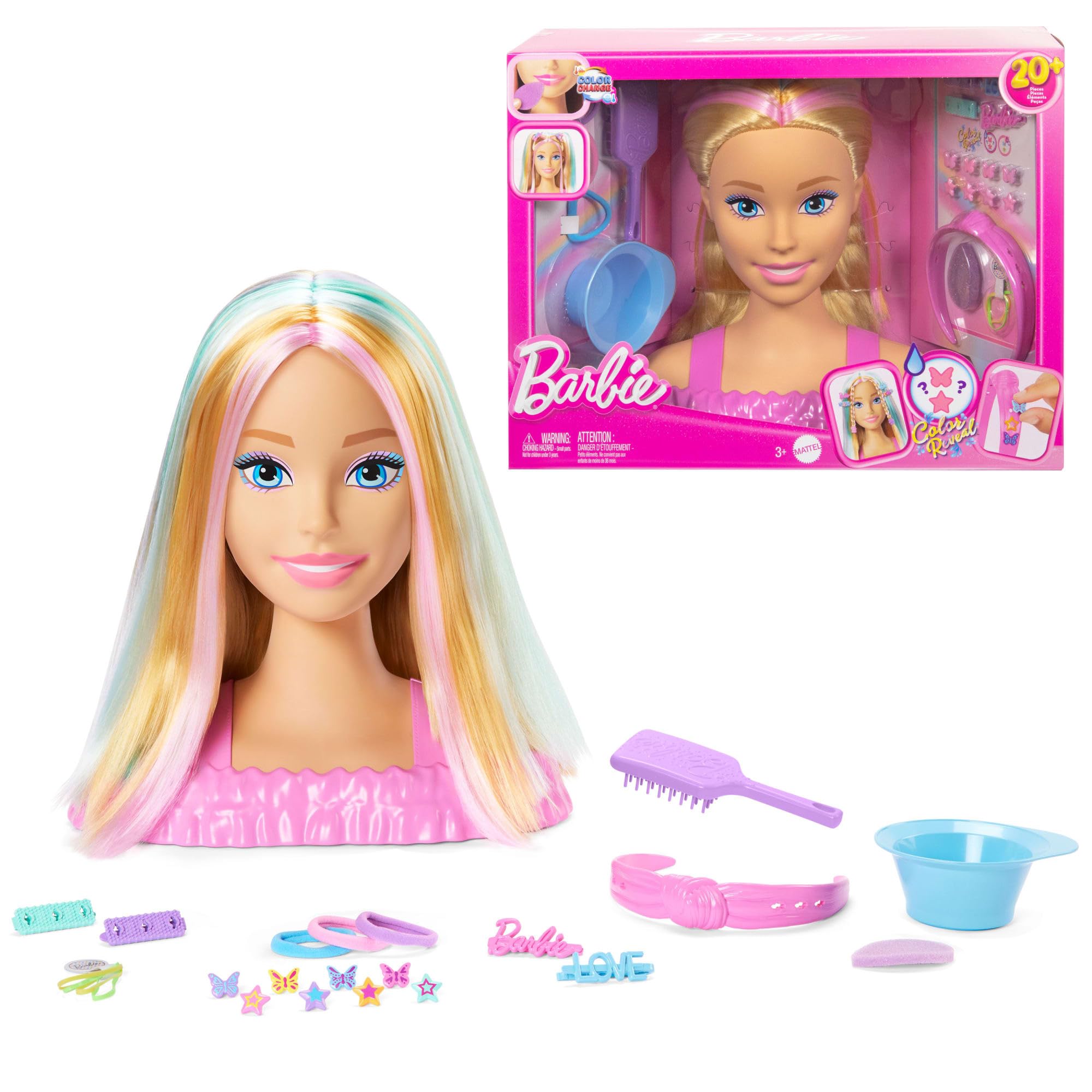 Barbie Doll Styling Head, Blonde Hair with 20+ Hair Styling Accessories | Includ