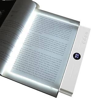 Clear LED Flat Full Page Book Reading Light Dimmable with 3 Colors (White) | 35H Battery Life, 1-99 Min Timer, Rechargeable Clear, Portable USB, 1200mAh Rechargeable Battery, for Reading at Night