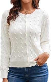 Grace Karin Women's Lightweight Long Sleeve Button Down Round Neck Cardigan