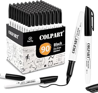 colpart Dry Erase Markers Fine Tip - Pack Of 90 Black Whiteboard Markers Bulk With Low Odor White Board Markers Dry Erase For School, Office, Home, Work On White Board & Calendar, Refrigerator