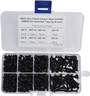 M3 Self Tapping Screws Carbon Steel Cross Pan Head Combination Screws Set of 300