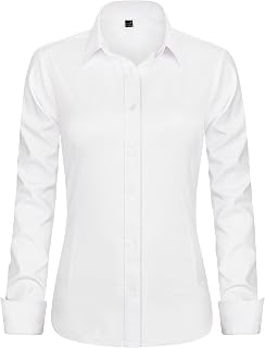 J.VER Womens Shirts Long Sleeve Stretch Dress Fitted Shirt Business Casual Work Office Ladies Blouses Shirts