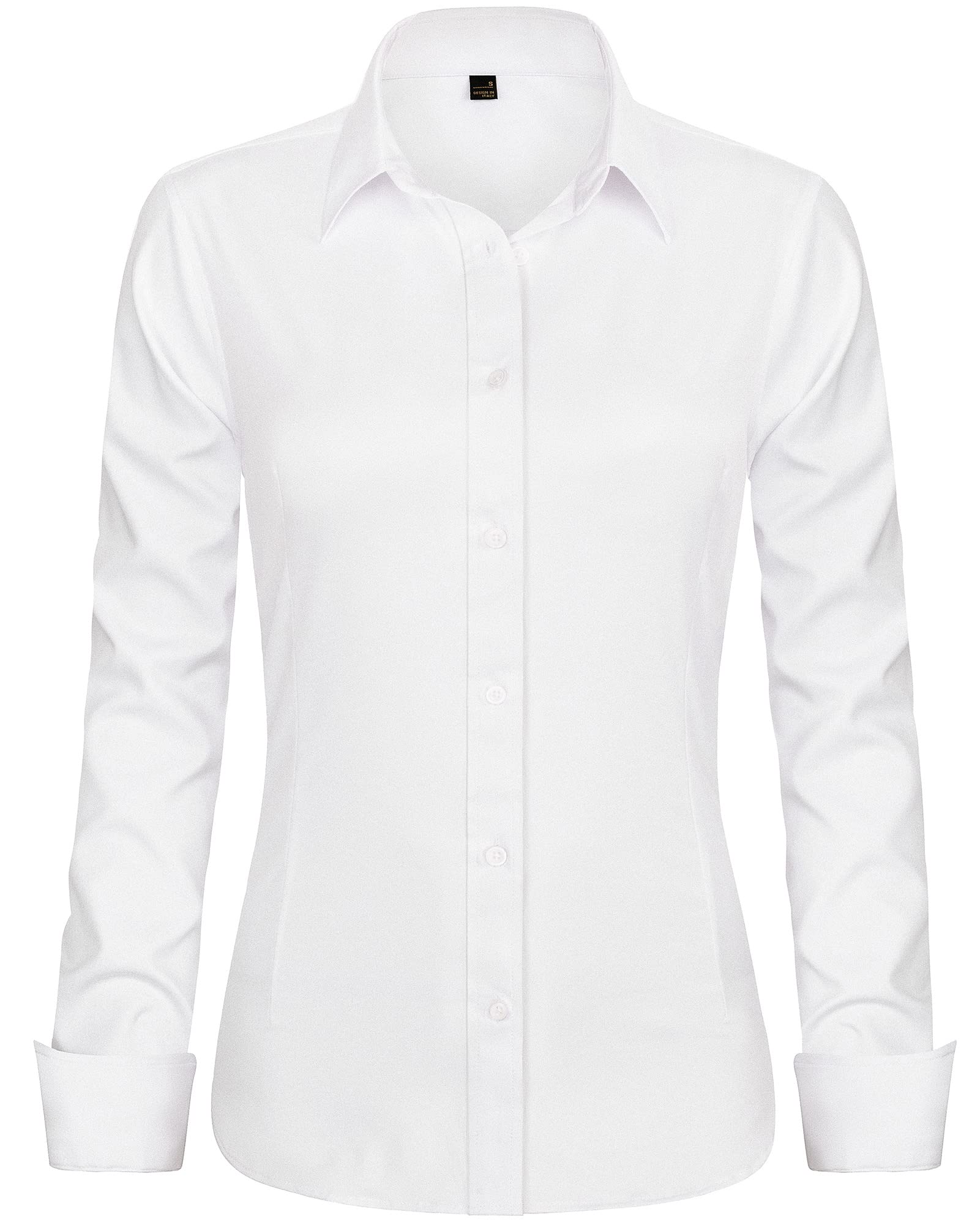 J.VER Womens Shirts Long Sleeve Stretch Dress Fitted Shirt Business Casual Work 