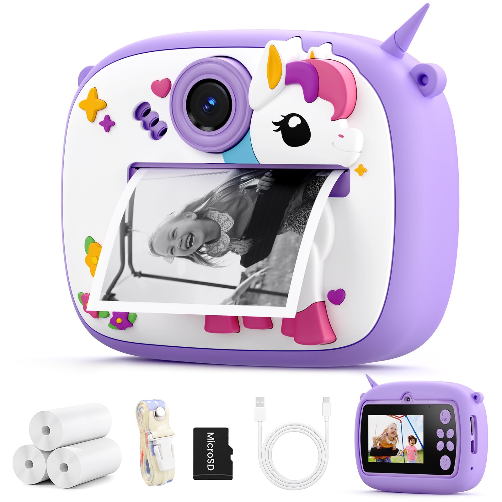 Kids Camera,Instant Camera for Kids Age 3-8,Kids Digital Camera with 1080P Video