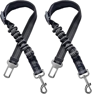 Xundefeng 2x Black Dog Seat Belts for Cars UK Dog Car Harness Seat Belt Dogs Seatbelt Clip Lead