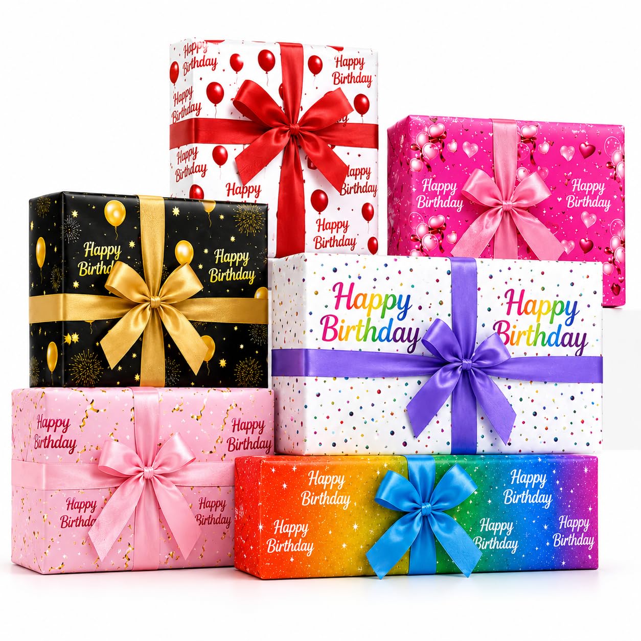 GIFLY Birthday Wrapping Paper 6 Sheets (70 × 50 cm) – Colourful Gift wrapping pa