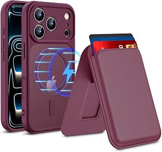 Homstect for iPhone 18 Pro/iPhone 17 Pro Case w/Detachable MagSafe Wallet | RFID Blocking Card Holder&Kickstand, Military-Grade Drop & Raised Camera Protection for Travel & Commute-Wine Red