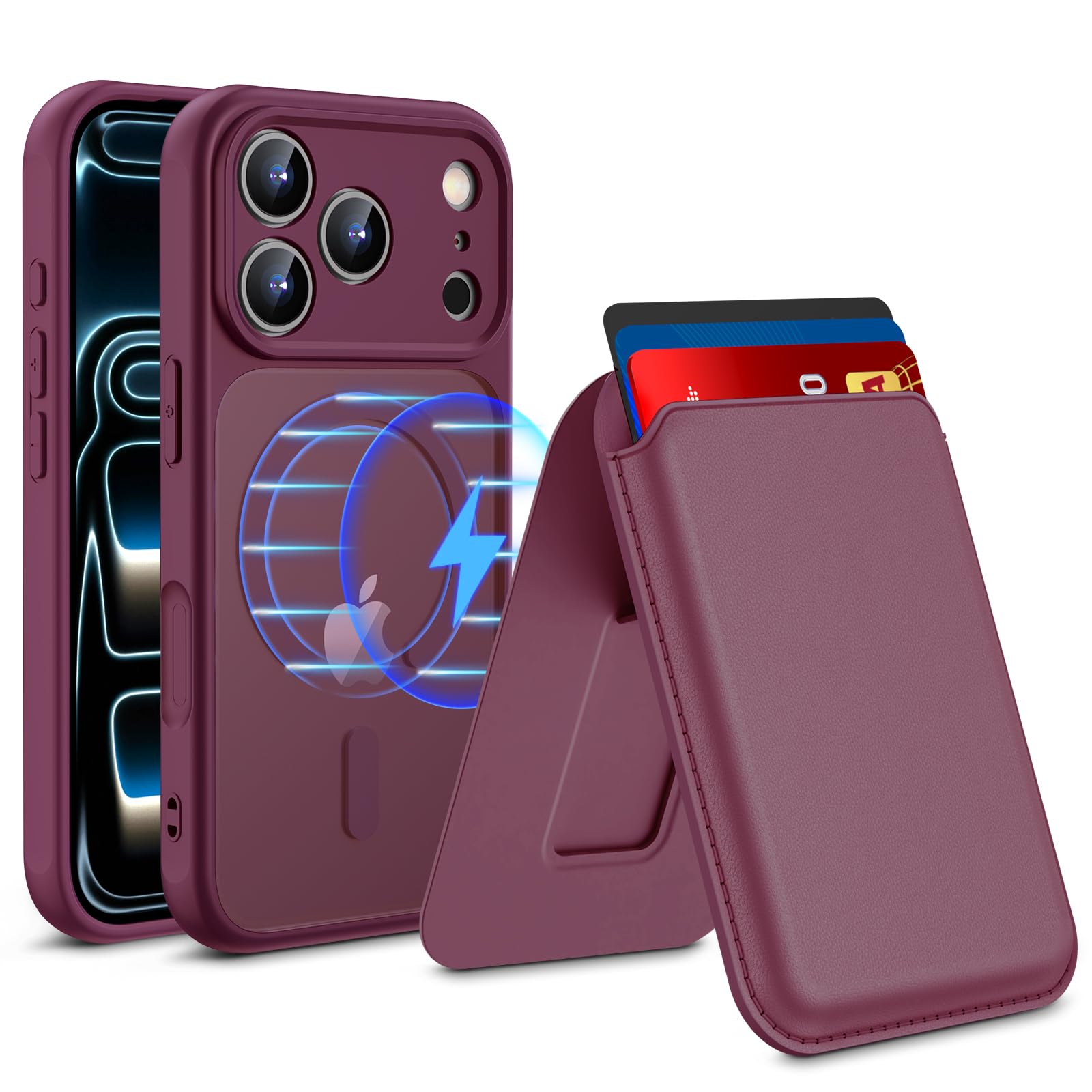 Homstect for iPhone 18 Pro/iPhone 17 Pro Case w/Detachable MagSafe Wallet | RFID