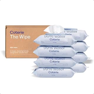 Coterie Baby Wipes for Sensitive Skin, 8-Pack (448 Count) | Includes 448 total wipes, 99% water, plant-based & plastic-free fibers, hypoallergenic, pH balanced, unscented, EWG Verified