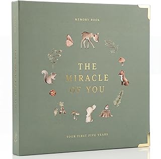 Keepsake Baby Memory Book for Boys and Girls - Timeless First 5 Year Book | Neutral Journal Scrapbook or Photo Album - Record a Baby Milestone for Every Event from Birth to Age 5
