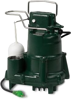 Zoeller M98 Flow-Mate Sump Pump - 1/2 HP - Cast Iron - LED Power Plug - High Flow - Vortex Impeller - Stainless Steel Hardware - Factory Tested and Float Operated - Submersible Sump Pump - 115V