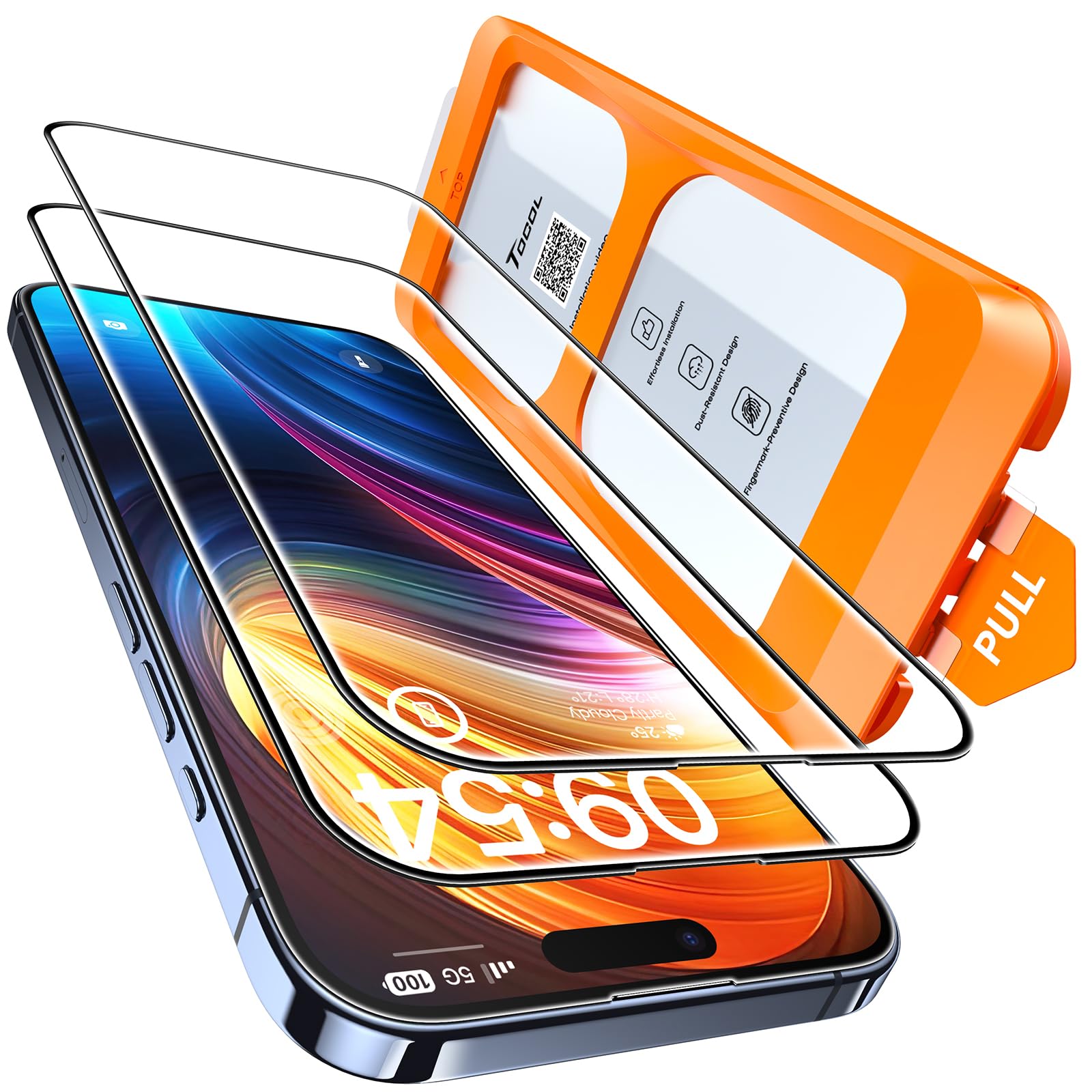 TOCOL Protector Pantalla para iPhone 15 Pro Max, Sin Burbujas