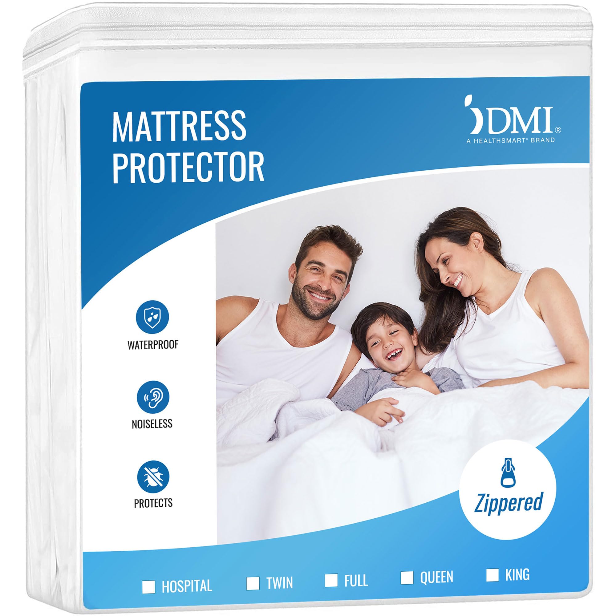 DMI Waterproof Mattress Protector and Mattress Cover, Soft, Encased Zippered Fit
