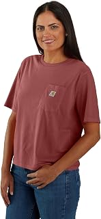 Carhartt T-Shirt da Donna a Maniche Corte con Tasca a Maniche Corte Serie Tencel Fiber (Disponibile Anche in Taglie Forti)