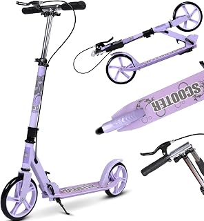 Kick Scooter, 2-Wheel Foldable Scooter for Kids Ages 6+ with Adjustable Handlebar, Big Wheels ABEC-7 Bearings for Teens Boys & Girls Ages 6-12